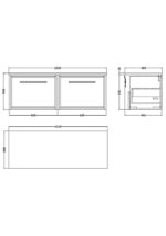 1200mm Wall Hung Single Drawer Vanity with Marble Worktop - Image 2