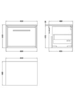 600mm Wall Hung Single Drawer Vanity with Marble Worktop - Image 2