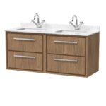 1200mm Wall Hung 4-Drawer Vanity with Marble Worktop Basin