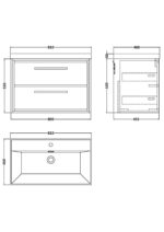 800mm Wall Hung 2-Drawer Vanity with Basin - 1 Tap Hole - Image 2