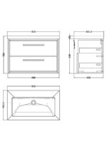 Hudson Reed Lille 800mm Wall Hung 2-Drawer Vanity with Basin - 0 Tap Hole - Image 2