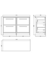 1200mm Floor Standing 4-Drawer Vanity with Marble Worktop - Image 2