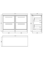 1200mm Floor Standing 4-Drawer Vanity with Worktop - Image 2