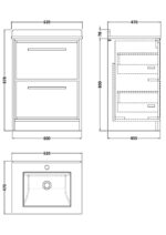 600mm Floor Standing 2-Drawer Vanity with Marble Worktop Basin - Image 2