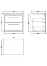 600mm Wall Hung 2-Drawer Vanity with Marble Worktop - Image 2