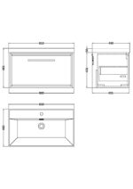 800mm Wall Hung Single Drawer Vanity with Basin - 1 Tap Hole - Image 2
