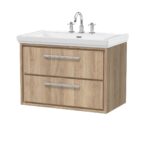 800mm Wall Hung 2-Drawer Vanity with Basin - 3 Tap Hole
