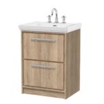 600mm Floor Standing 2-Drawer Vanity with Basin - 3 Tap Hole