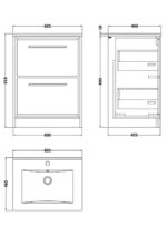 600mm Floor Standing 2-Drawer Vanity with Basin - 1 Tap Hole - Image 2