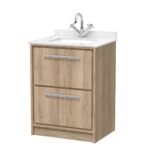 600mm Floor Standing 2-Drawer Vanity with Marble Worktop Basin
