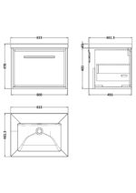 600mm Wall Hung Single Drawer Vanity with Basin - 0 Tap Hole - Image 3
