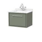 600mm Wall Hung Single Drawer Vanity with Marble Worktop Basin