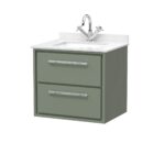 600mm Wall Hung 2-Drawer Vanity with Marble Worktop Basin