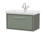 800mm Wall Hung Single Drawer Vanity with Basin - 1 Tap Hole