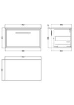 800mm Wall Hung Single Drawer Vanity with Marble Worktop - Image 2