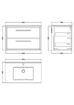 800mm Wall Hung 2-Drawer Vanity with Basin - 1 Tap Hole - Image 3