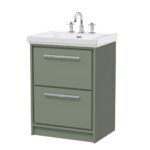600mm Floor Standing 2-Drawer Vanity with Basin - 3 Tap Hole