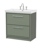 800mm Floor Standing 2-Drawer Vanity with Basin - 3 Tap Hole