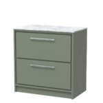 800mm Floor Standing 2-Drawer Vanity with Marble Worktop
