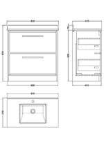 800mm Floor Standing 2-Drawer Vanity with Marble Worktop Basin - Image 3