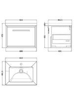 600mm Wall Hung Single Drawer Vanity with Basin - 1 Tap Hole - Image 3