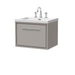 600mm Wall Hung Single Drawer Vanity with Basin - 3 Tap Hole