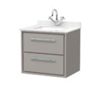 600mm Wall Hung 2-Drawer Vanity with Marble Worktop Basin