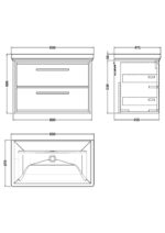 Hudson Reed Lille 800mm Wall Hung 2-Drawer Vanity with Basin - 0 Tap Hole - Image 3