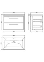 Hudson Reed Lille 800mm Wall Hung 2-Drawer Vanity with Basin - 1 Tap Hole - Image 3