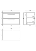 800mm Wall Hung 2-Drawer Vanity with Worktop - Image 2