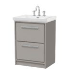 600mm Floor Standing 2-Drawer Vanity with Basin - 3 Tap Hole