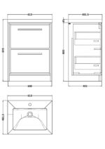 600mm Floor Standing 2-Drawer Vanity with Basin - 1 Tap Hole - Image 4