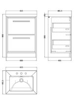 600mm Floor Standing 2-Drawer Vanity with Basin - 3 Tap Hole - Image 3