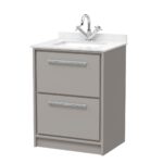 600mm Floor Standing 2-Drawer Vanity with Marble Worktop Basin