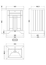 600mm 2-Door Unit & Contemporary Fireclay Basin 1TH - Image 3