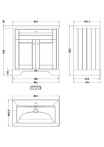 800mm 2-Door Unit & Contemporary Fireclay Basin 1TH - Image 3