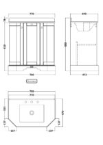 750mm 3-Door Angled Unit & Marble Top 3TH - Image 2