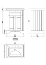 600mm 2-Door Vanity & Classic Basin 3TH - Image 3