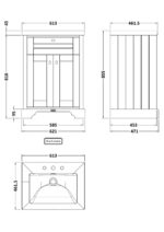 600mm 2-Door Unit & Contemporary Fireclay Basin 3TH - Image 3