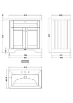 800mm 2-Door Unit & Contemporary Fireclay Basin 3TH - Image 3
