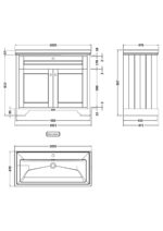 Hudson Reed Old London 1000mm 2-Door Unit & Classic Fireclay Basin 1TH - Image 3