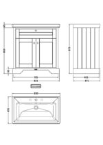 800mm 2-Door Vanity & Classic Basin 3TH - Image 4