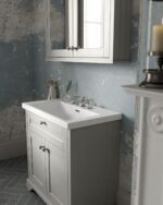 800mm 2-Door Unit & Contemporary Fireclay Basin 3TH - Image 2