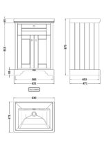 Hudson Reed Old London 600mm 2-Door Vanity & Classic Basin 0TH - Image 3
