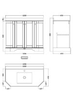 1000mm 4-Door Angled Unit & Marble Top 1TH - Image 2