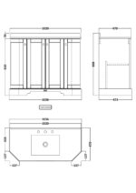 1000mm 4-Door Angled Unit & Marble Top 3TH - Image 2
