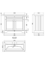 1000mm 2-Door Unit & Contemporary Fireclay Basin 3TH - Image 3