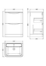 600mm Floor Standing 2 Drawer Vanity & Ceramic Basin - Image 3