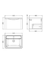 Nuie Lunar 600mm Wall Hung 1 Drawer Vanity & Ceramic Basin - Image 3
