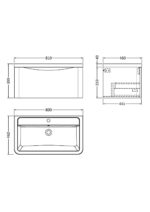 Nuie Lunar 800mm Wall Hung 1 Drawer Vanity & Ceramic Basin - Image 3